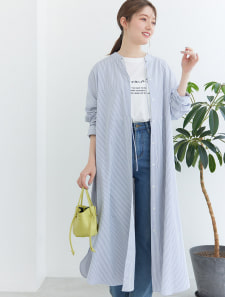 ストライプAラインシャツワンピース