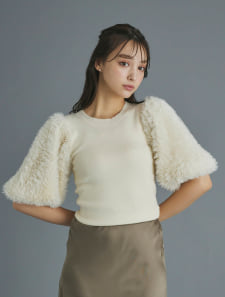 袖シャギーニット