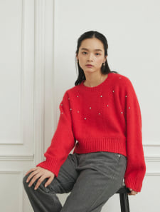 ビジュー付ドルマンニット