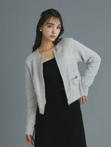 ラメフェザージップカーディガン