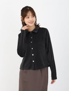 ラメデザイン衿付プルオーバー