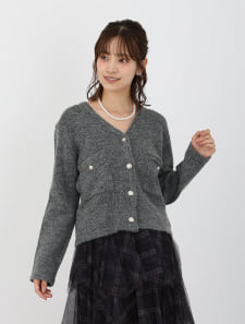 ポケット付Vネックカーディガン