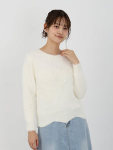 フェザーニットクルーネックプルオーバー