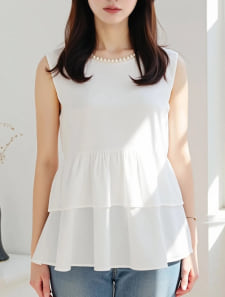 衿パールギャザーフリルブラウス