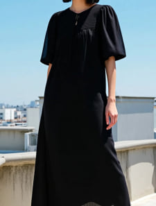 コットンパフスリーブワンピース