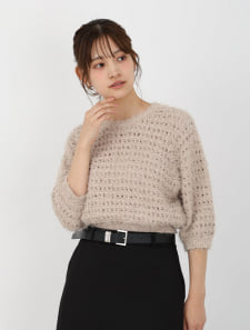 【cestmignon_mauセレクト】ツイード編み半袖ニット