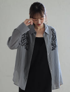 3wayスリーブコード刺繍シアーシャツ