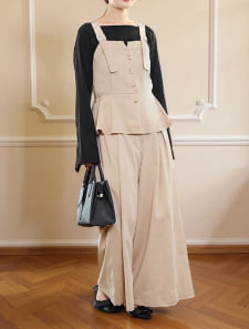 【U150サイズあり】【cestmignon_mauセレクト】ペプラムビスチェ風オールインワン