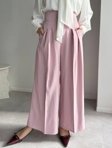 【cestmignon_mauセレクト】【U150～Lサイズあり】ポケット付ハイウエストスラックスパンツ