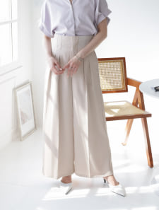 【cestmignon_mauセレクト】【U150～Lサイズあり】ポケット付ハイウエストスラックスパンツ