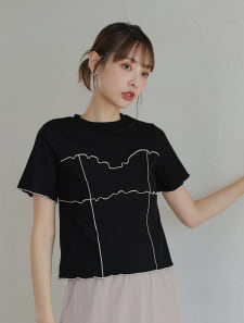 カットリブ配色メロープルオーバー