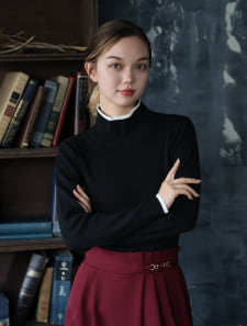 配色リブニット