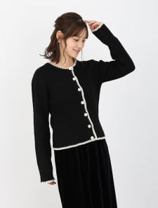 配色ステッチニットカーディガン