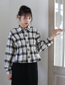 起毛シャーリングチェックシャツ