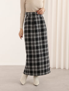 【kanaセレクト】 【U150サイズあり】チェック柄バックスリットナロースカート