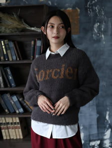 【ウォッシャブル】【M・Lサイズあり】フェザーヤーンロゴニット