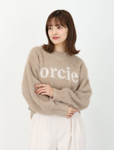 【ウォッシャブル】【M・Lサイズあり】フェザーヤーンロゴニット