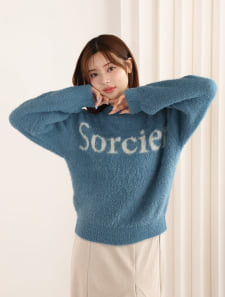 【ウォッシャブル】【M・Lサイズあり】フェザーヤーンロゴニット