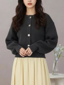 【kanaセレクト】 ゴールドボタンニットカーディガン