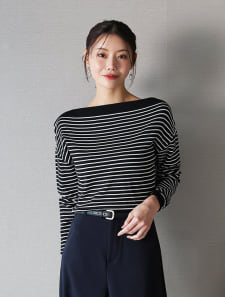 ボートネックボーダーニット