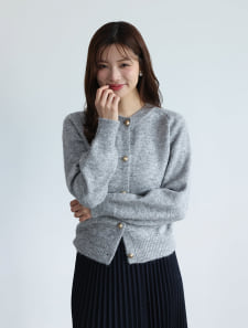 ゴールドボタンミックスニットカーディガン