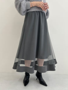 チュール重ねスカート