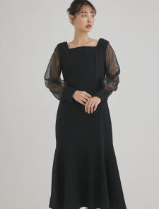 シアースリーブマーメイドワンピース