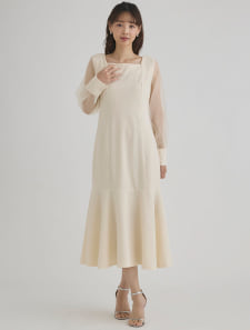 シアースリーブマーメイドワンピース