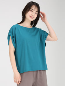 【接触冷感】袖口折り返しデザインTシャツ
