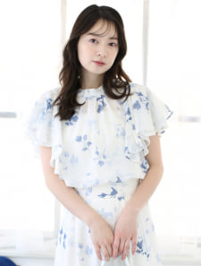 【セットアップ対応】シフォン花柄フリルブラウス