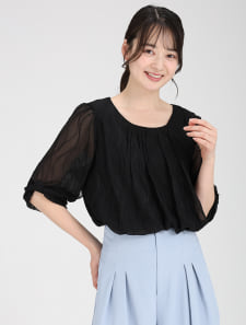 ウェーブフリルシアーブラウス