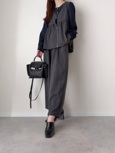 【cestmignon_mauセレクト】 【SETUP対応】【U150サイズあり】ツータックワイドパンツ