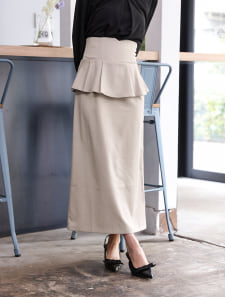 ファスナー付きペプラムナロースカート