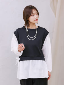 サイドリボンドッキングプルオーバー