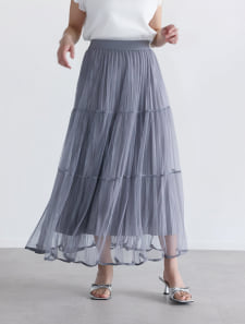 チュールティアードスカート