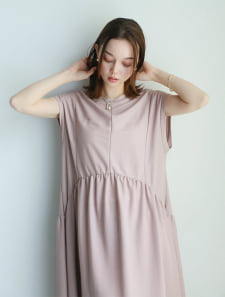 【接触冷感】ギャザー切り替えワンピース