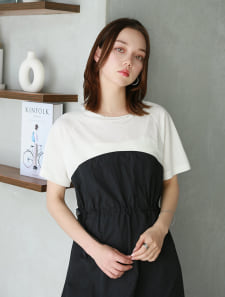 【接触冷感】ナイロンワッシャーレイヤードワンピース