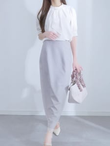 バックスリットレースレイヤードスカート