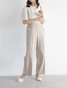 サスペンダー付きワイドパンツ