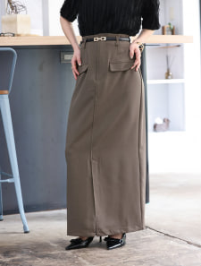 フラップポケット付きストレートスカート
