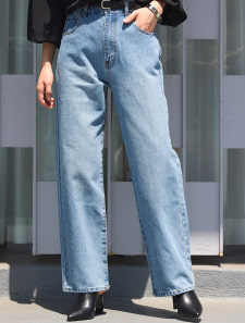 ローライズワイドストレートデニムパンツ