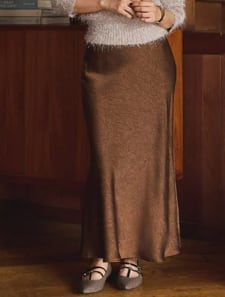 サテンマーメイドフレアスカート