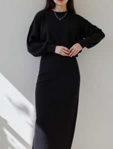 レイヤードニットワンピースセットアップ