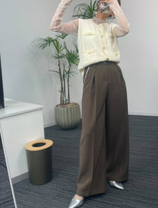 配色デザインタックワイドパンツ