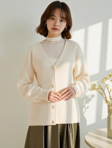 Vネックニットカーディガン