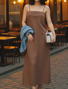 バックスリットデザインキャミソールワンピース