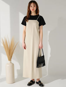 バックスリットデザインキャミソールワンピース