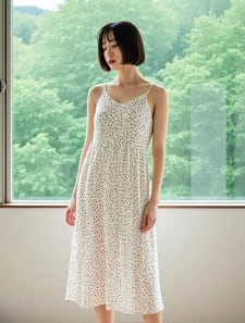 ドットティアードキャミワンピース