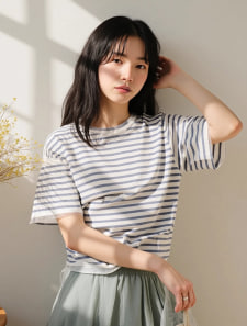 チュール×ボーダーTシャツ