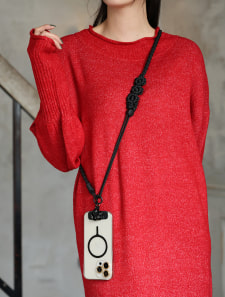 編み込みコードフラワースマホショルダー